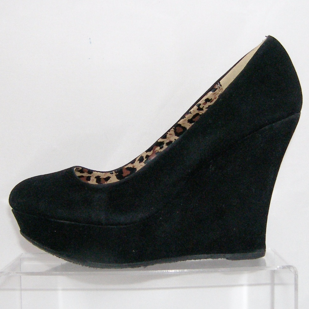 Love Culture 'Ceasar-55' black round toe wedges 7 - Picture 7 of 8